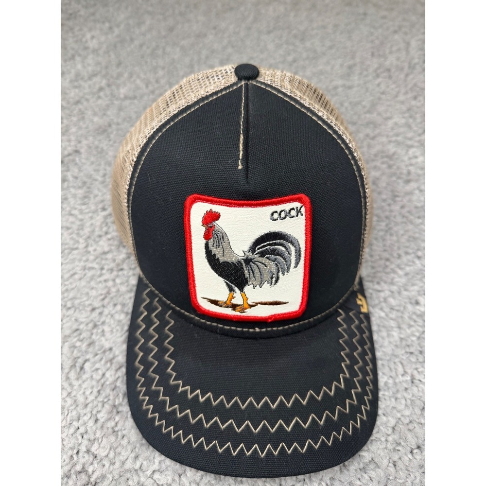 Goorin Bros The Farm Rooster Trucker Hat Black Tan Mesh Snapback